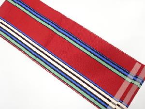 本場筑前博多　縞模様織り出し　単半幅帯